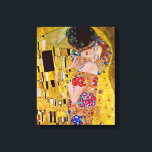 The Kiss by Gustav Klimt, Vintage Art Nouveau Canvas Print<br><div class="desc">The ultimate painting of love, a beautiful design to celebrate Valentine's Day with! The Kiss (detail) (1907-1908) by Gustav Klimt is a vintage Victorian Era Symbolism fine art love and romance painting featuring a romantic couple in various shades of gold, patterns and symbols, sharing a kiss against a bronze background....</div>