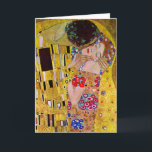 The Kiss by Gustav Klimt, Vintage Art Nouveau Card<br><div class="desc">The ultimate painting of love, a beautiful design to celebrate Valentine's Day with! The Kiss (detail) (1907-1908) by Gustav Klimt is a vintage Victorian Era Symbolism fine art love and romance painting featuring a romantic couple in various shades of gold, patterns and symbols, sharing a kiss against a bronze background....</div>