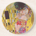 The Kiss by Gustav Klimt, Vintage Art Nouveau Coaster<br><div class="desc">The ultimate painting of love, a beautiful design to celebrate Valentine's Day with! The Kiss (detail) (1907-1908) by Gustav Klimt is a vintage Victorian Era Symbolism fine art love and romance painting featuring a romantic couple in various shades of gold, patterns and symbols, sharing a kiss against a bronze background....</div>