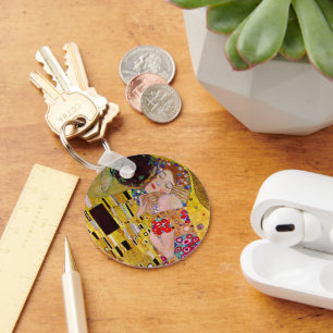 The Kiss by Gustav Klimt, Vintage Art Nouveau Keychain