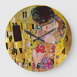 The Kiss by Gustav Klimt, Vintage Art Nouveau Large Clock
