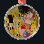 The Kiss by Gustav Klimt, Vintage Art Nouveau Metal Ornament<br><div class="desc">The ultimate painting of love, a beautiful design to celebrate Valentine's Day with! The Kiss (detail) (1907-1908) by Gustav Klimt is a vintage Victorian Era Symbolism fine art love and romance painting featuring a romantic couple in various shades of gold, patterns and symbols, sharing a kiss against a bronze background....</div>