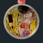 The Kiss by Gustav Klimt, Vintage Art Nouveau Metal Ornament<br><div class="desc">The ultimate painting of love, a beautiful design to celebrate Valentine's Day with! The Kiss (detail) (1907-1908) by Gustav Klimt is a vintage Victorian Era Symbolism fine art love and romance painting featuring a romantic couple in various shades of gold, patterns and symbols, sharing a kiss against a bronze background....</div>