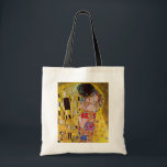 The Kiss by Gustav Klimt, Vintage Art Nouveau Tote Bag<br><div class="desc">The ultimate painting of love, a beautiful design to celebrate Valentine's Day with! The Kiss (detail) (1907-1908) by Gustav Klimt is a vintage Victorian Era Symbolism fine art love and romance painting featuring a romantic couple in various shades of gold, patterns and symbols, sharing a kiss against a bronze background....</div>