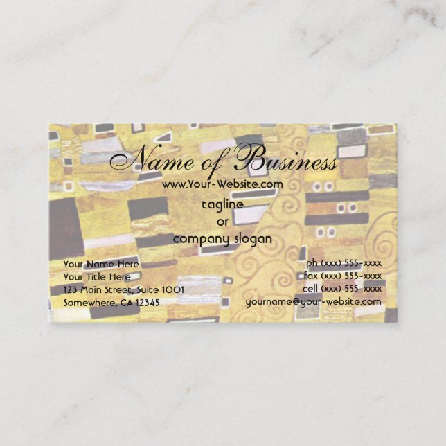 The Kiss by Klimt, Art Nouveau Gold Pattern Design Business Card (Front)