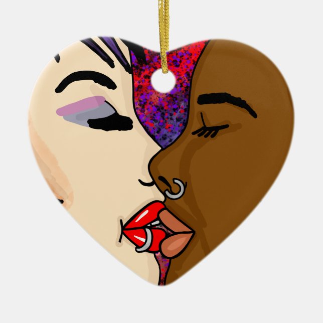 The Kiss | Christmas Ceramic Ornament (Front)