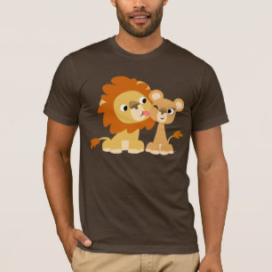 The Kiss: Cute Cartoon Lion Couple T-shirt
