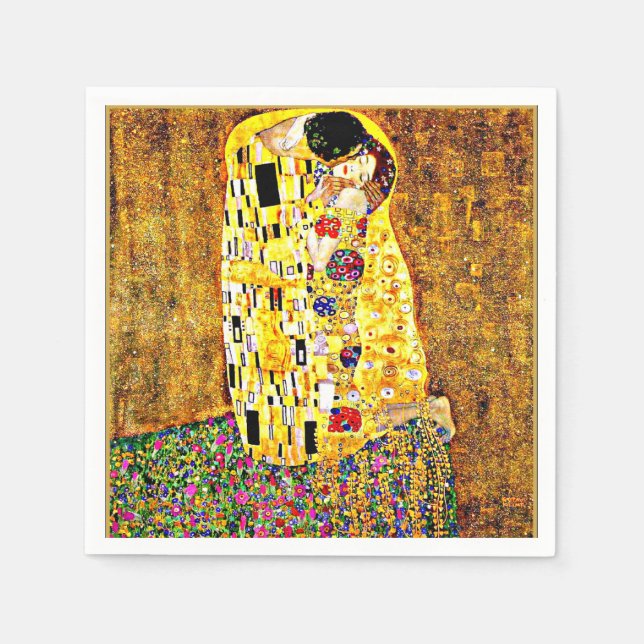 The Kiss, famous painting by Gustav Klimt Napkin (Front)