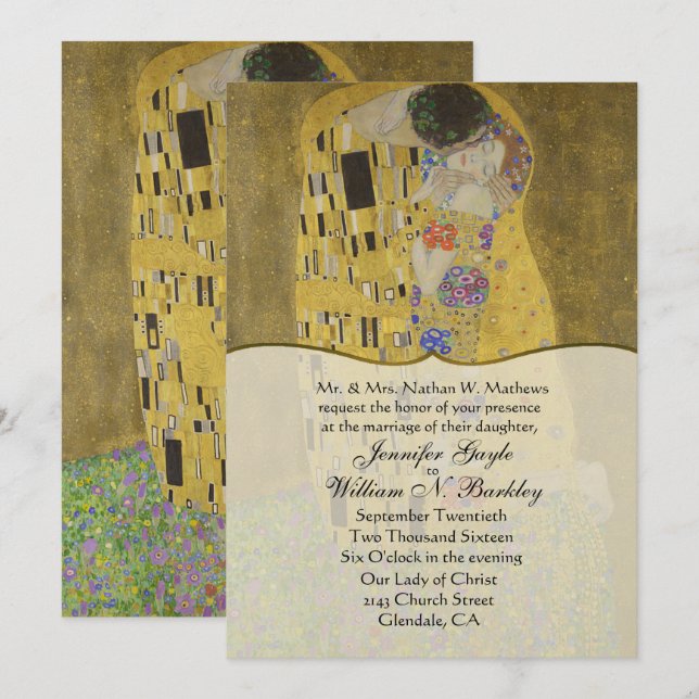 The Kiss Fine Art Wedding Invitation (Front/Back)