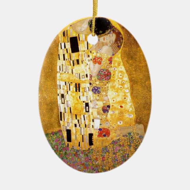 The Kiss Gustav Klimt Ceramic Ornament (Front)