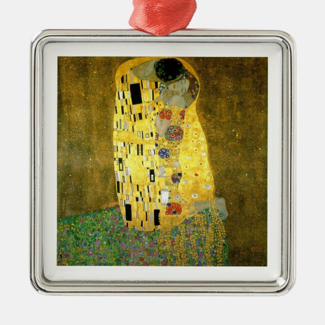 The Kiss ~ Gustav Klimt Metal Ornament (Front)