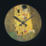 The Kiss - Gustav Klimt Round Clock<br><div class="desc">This is a vintage painting titled ‘The Kiss’ by Gustav Klimt.</div>