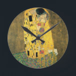 The Kiss - Gustav Klimt Round Clock<br><div class="desc">This is a vintage painting titled ‘The Kiss’ by Gustav Klimt.</div>