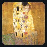 The Kiss Gustav Klimt Square Sticker<br><div class="desc">Imperial Austrian Painter Gustav Klimt's masterpiece : The Kiss painting</div>