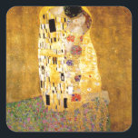 The Kiss Gustav Klimt Square Sticker<br><div class="desc">Imperial Austrian Painter Gustav Klimt's masterpiece : The Kiss painting</div>