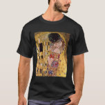 The Kiss, Gustav Klimt T-Shirt<br><div class="desc">The Kiss (original Der Kuss) was painted by Gustav Klimt, and is probably his most famous work. He began work on it in 1907 and it is the highpoint of his so-called 'Golden Period'. It depicts a couple, in various shades of gold and symbols, sharing a kiss against a bronze...</div>
