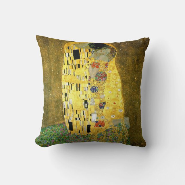 The Kiss ~ Gustav Klimt Throw Pillow (Front)