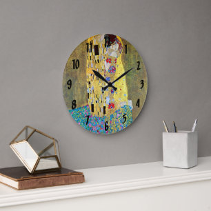 The Kiss (original Der Kuss) by Gustav Klimt Large Clock