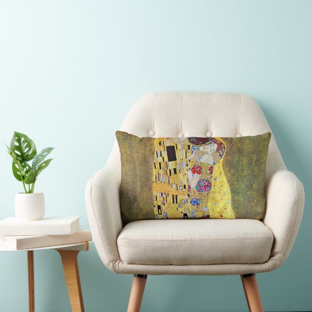 The Kiss (original Der Kuss) by Gustav Klimt Lumbar Pillow (Chair)