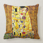 The Kiss, painting by Gustav Klimt Throw Pillow<br><div class="desc">Gustav Klimt painting,  The Kiss,  throw pillow. VIRGINIA5050,  custom-designed products and gifts at www.zazzle.com/virginia5050*,  PAUL KLEE GIFT SHOP at www.zazzle.com/paulkleegiftshop*,  INTERNATIONAL GIFTS at zazzle.com/InternationalGifts.</div>
