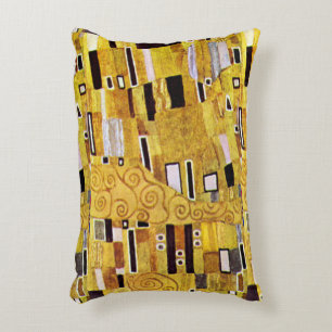 The Kiss Pattern by Gustav Klimt, Art Nouveau Accent Pillow