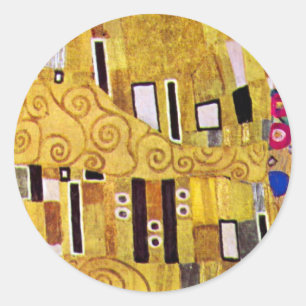 The Kiss Pattern by Gustav Klimt, Art Nouveau Classic Round Sticker