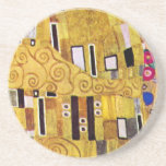 The Kiss Pattern by Gustav Klimt, Art Nouveau Coaster<br><div class="desc">The Kiss (pattern detail) by Gustav Klimt is a vintage fine art Victorian Era Symbolism painting. This detail is from a love and romance painting featuring a romantic couple in various shades of gold, symbols and patterns, sharing a kiss against a bronze background. About the artist: Gustav Klimt (1862-1918) was...</div>