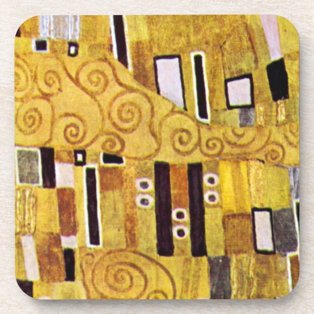 The Kiss Pattern by Gustav Klimt, Art Nouveau Coaster (Front)