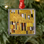 The Kiss Pattern by Gustav Klimt, Art Nouveau Metal Ornament<br><div class="desc">The Kiss (pattern detail) by Gustav Klimt is a vintage fine art Victorian Era Symbolism painting. This detail is from a love and romance painting featuring a romantic couple in various shades of gold, symbols and patterns, sharing a kiss against a bronze background. About the artist: Gustav Klimt (1862-1918) was...</div>