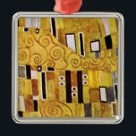 The Kiss Pattern by Gustav Klimt, Art Nouveau Metal Ornament<br><div class="desc">The Kiss (pattern detail) by Gustav Klimt is a vintage fine art Victorian Era Symbolism painting. This detail is from a love and romance painting featuring a romantic couple in various shades of gold, symbols and patterns, sharing a kiss against a bronze background. About the artist: Gustav Klimt (1862-1918) was...</div>