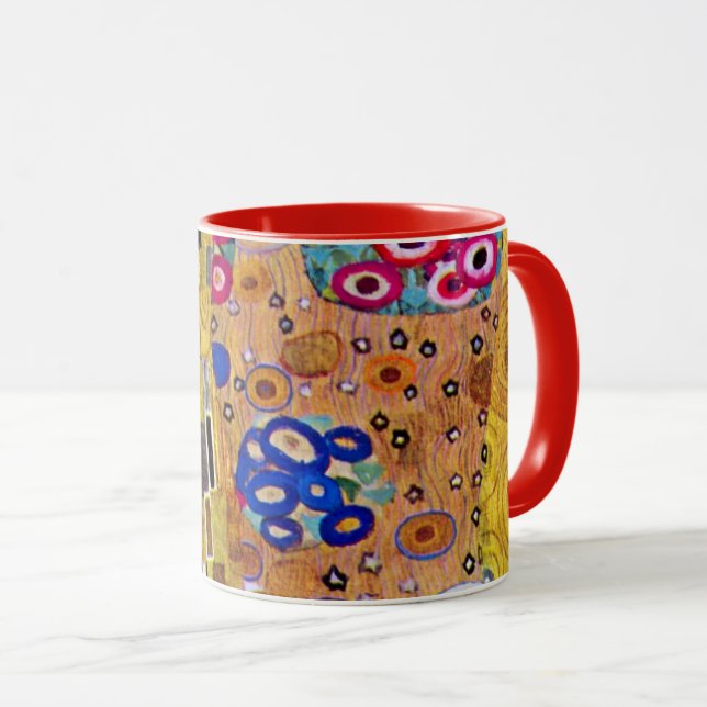 The Kiss Pattern by Gustav Klimt, Art Nouveau Mug (Front Right)