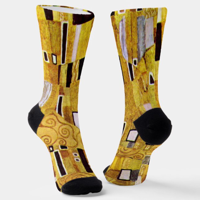 The Kiss Pattern by Gustav Klimt, Art Nouveau Socks (Angled)