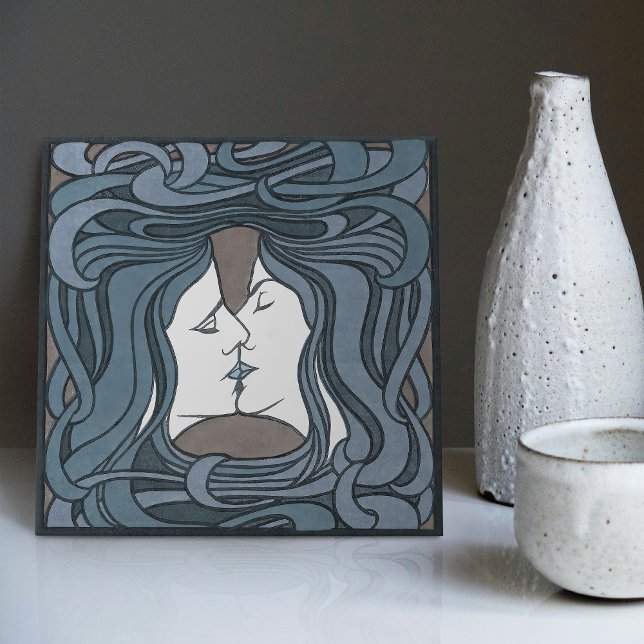 The Kiss Peter Behrens Art Nouveau Art Deco Cerami Tile (Creator Uploaded)