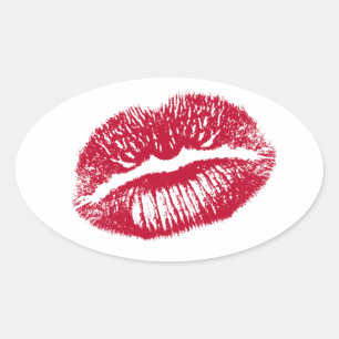 The Kiss, Red Lips Oval Sticker