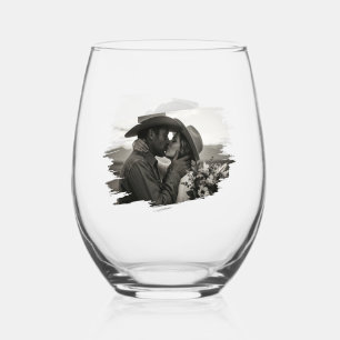 The Kiss, Wedding /Anniversary Stemless Wine Glass
