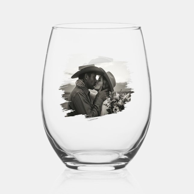 The Kiss, Wedding /Anniversary Stemless Wine Glass (Front)