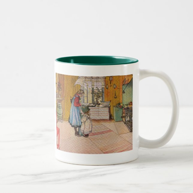 The Kitchen by Carl Larsson Art Print Two-Tone Coffee Mug (Right)