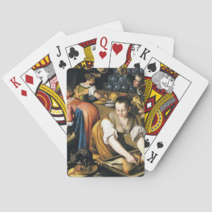 The Kitchen in detail by Vincenzo Campi Playing Cards