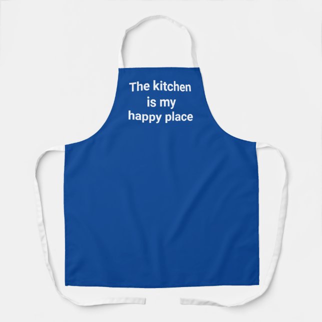 The Kitchen is My Happy Place Dark Blue Apron (Front)