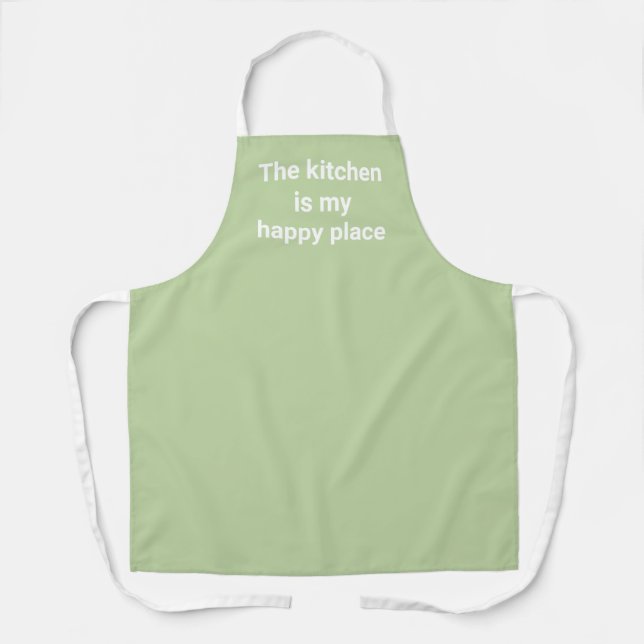 The Kitchen is My Happy Place Sage Apron (Front)