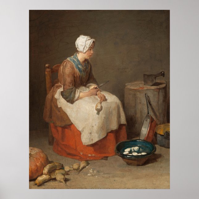 The Kitchen Maid - Jean-Siméon Chardin Fine Art Poster (Front)