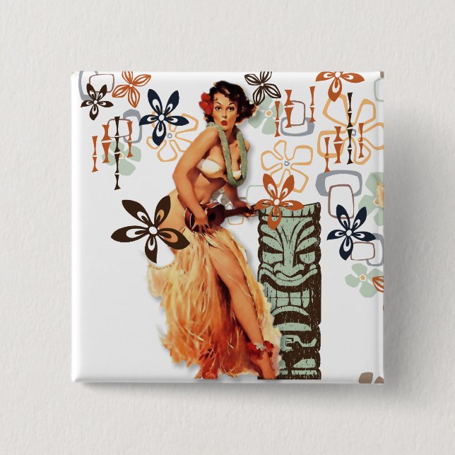 The Kitsch Bitsch : Aloha Oops! 2 Inch Square Button (Front)