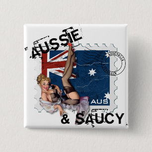 The Kitsch Bitsch : Aussie & Saucy Pin-Up 2 Inch Square Button