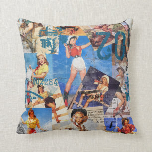 The Kitsch Bitsch : Cowgirl Pin-Ups No.1 & No. 2 Throw Pillow