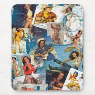 The Kitsch Bitsch : Destroyed Cowgirl Pin-Ups No.2 Mouse Pad