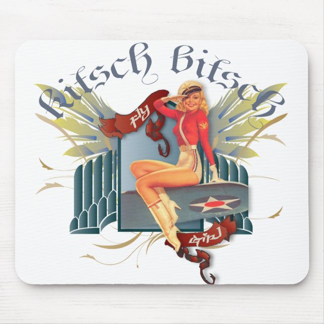 The Kitsch Bitsch : Fly Girl Tattoo Pin-Up Mouse Pad (Front)