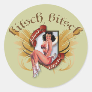 The Kitsch Bitsch :Kowgirl Kitsch Tattoo Pin-Up Classic Round Sticker
