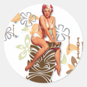 The Kitsch Bitsch : The Tiki Goddess Classic Round Sticker