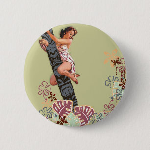 The Kitsch Bitsch : Up A Tiki Tree! 2 Inch Round Button