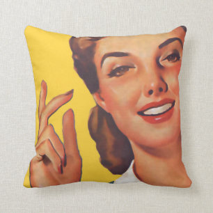 The Kitsch Bitsch : Vintage Housewife Graphic Throw Pillow